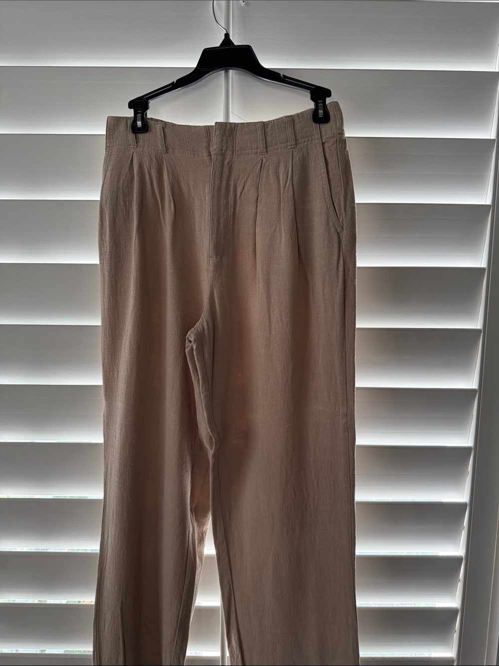 Z Supply Women's Linen-Blend Wide Leg Trousers in Light Tan